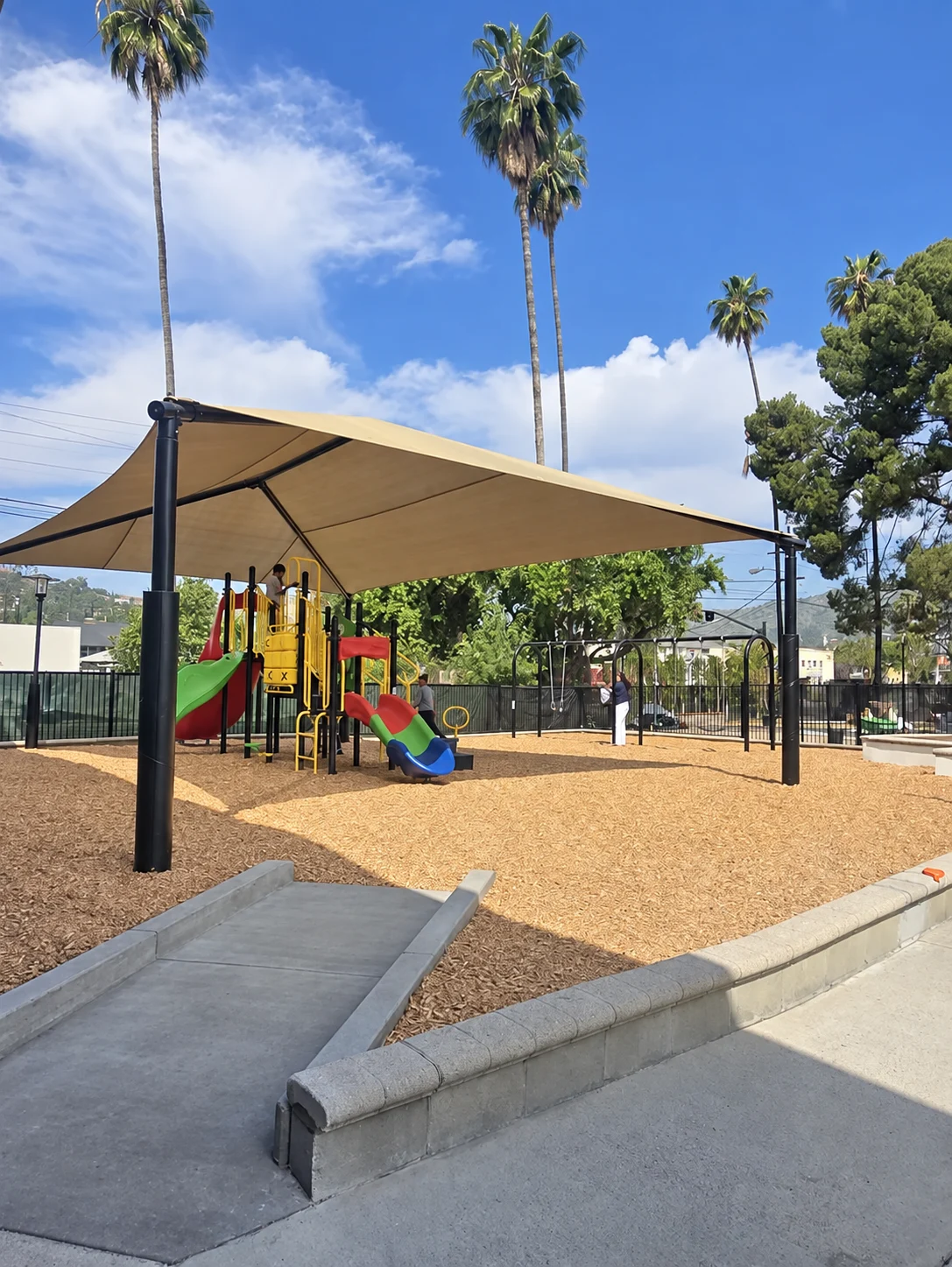 The shaded playground at Westminster Child Center